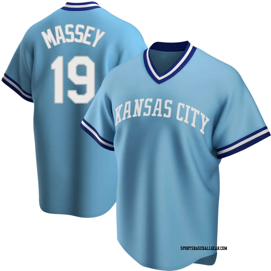 Michael Massey Men's Kansas City Royals Light Blue Replica Road Cooperstown Collection Jersey