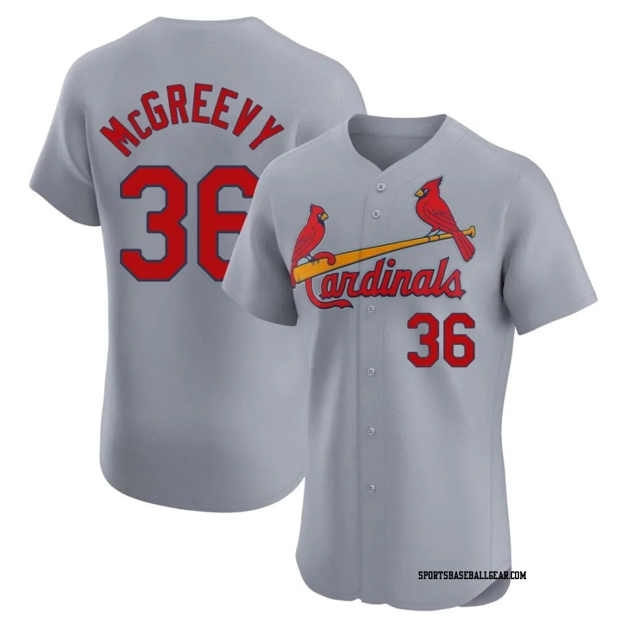 Michael McGreevy Men's St. Louis Cardinals Gray Elite Road Jersey