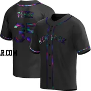 Michael Perez Men's New York Mets Black Holographic Replica Alternate Jersey