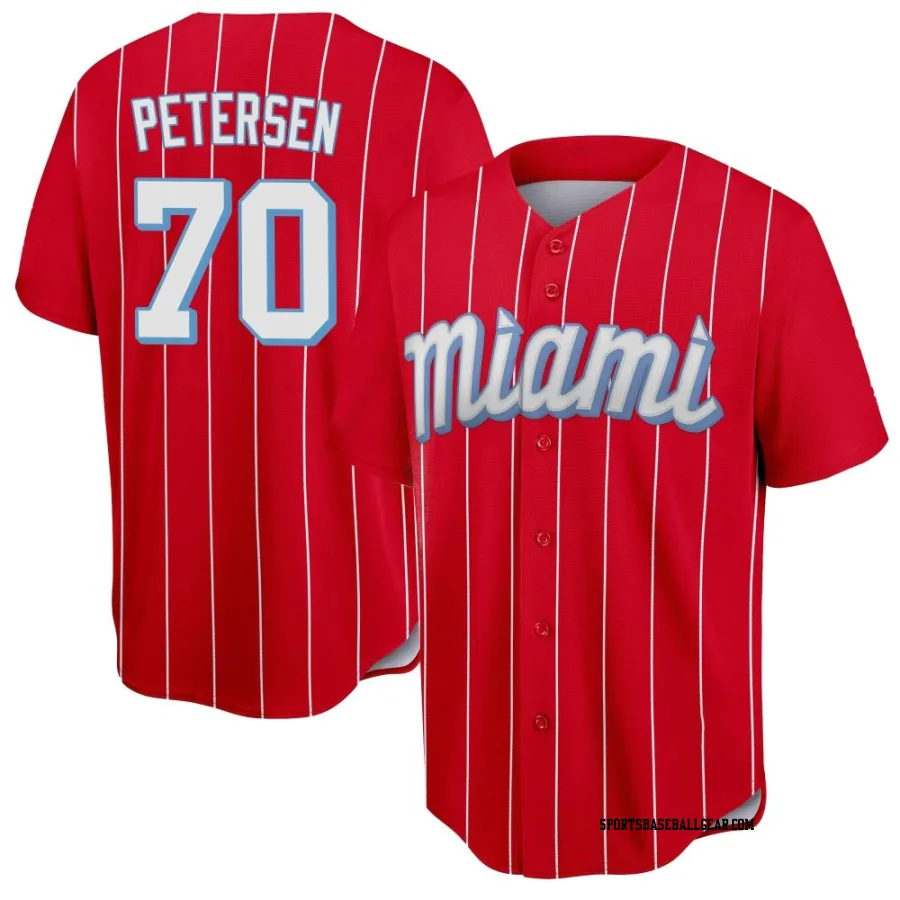 Michael Petersen Men's Miami Marlins Red Replica 2021 City Connect Jersey