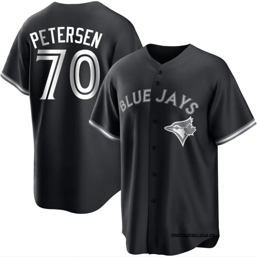 Michael Petersen Men's Toronto Blue Jays Black/White Replica Jersey