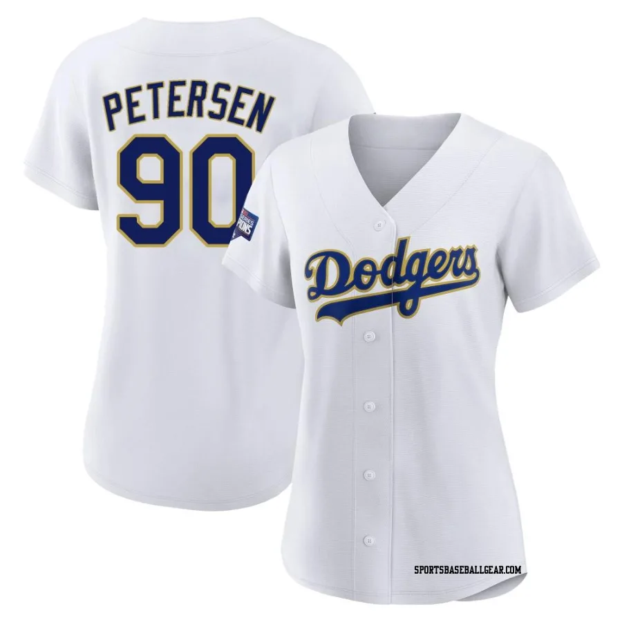 Michael Petersen Women's Los Angeles Dodgers White/Gold Authentic 2021 Gold Program Player Jersey