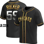 Michael Rucker Men's Chicago Cubs Black Golden Replica Alternate Jersey