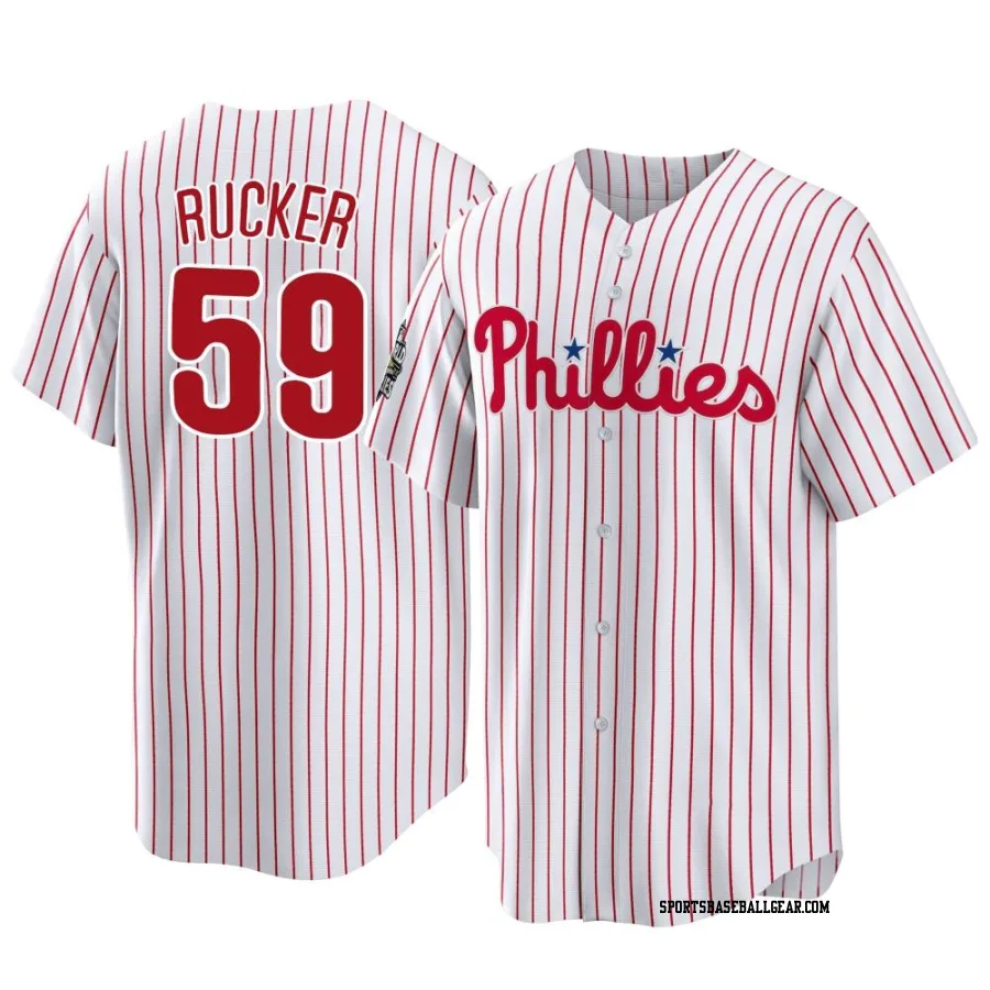 Michael Rucker Men's Philadelphia Phillies White Replica 2022 World Series Home Jersey