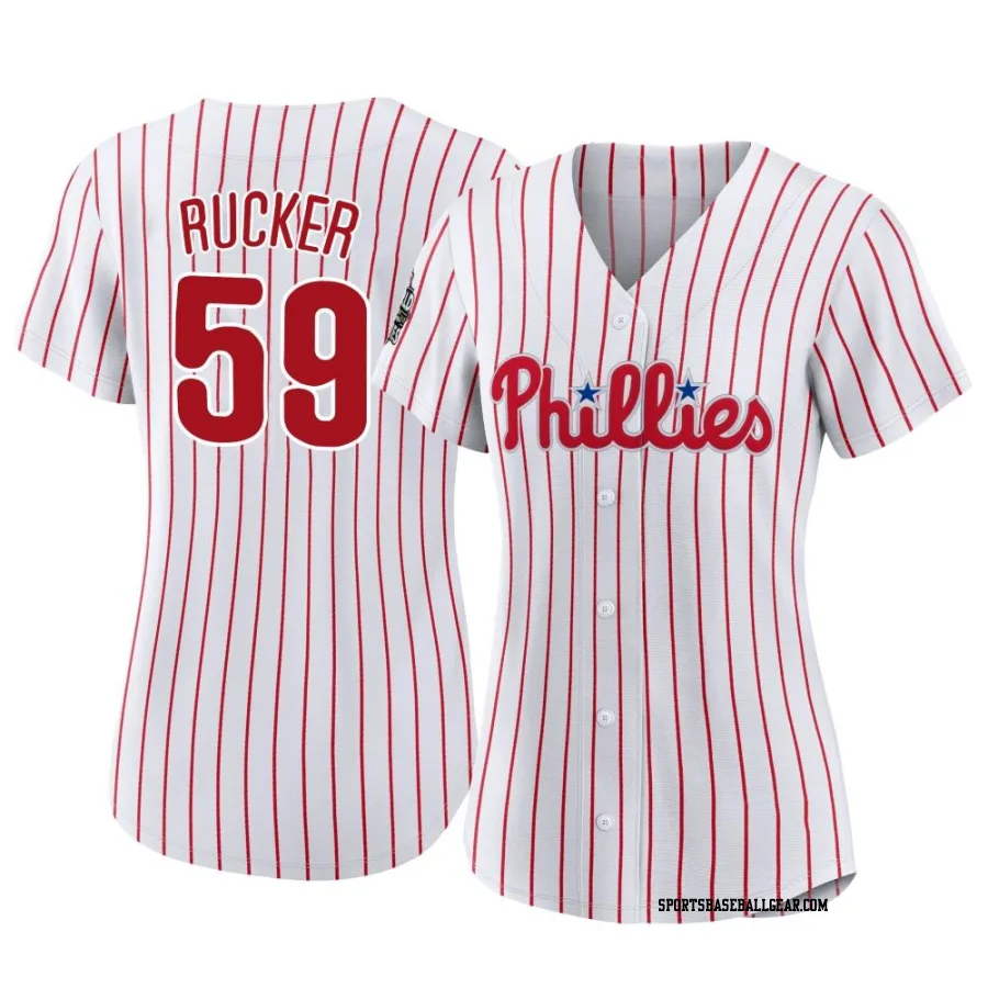 Michael Rucker Women's Philadelphia Phillies White Authentic 2022 World Series Home Jersey