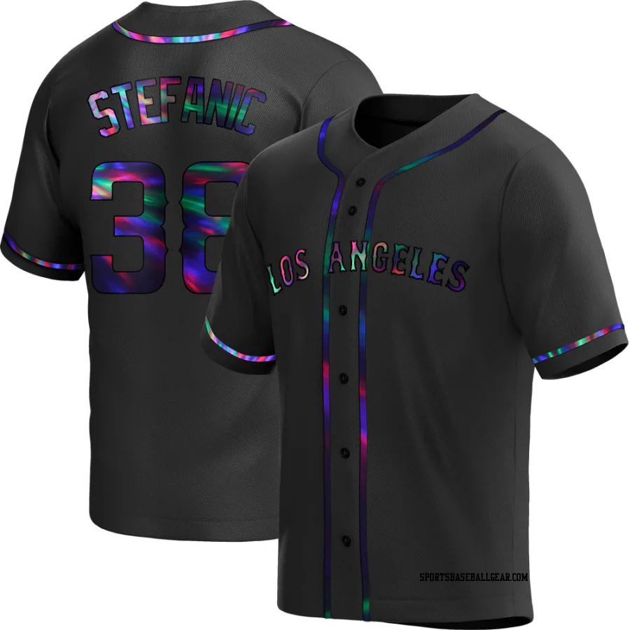 Michael Stefanic Men's Los Angeles Angels Black Holographic Replica Alternate Jersey