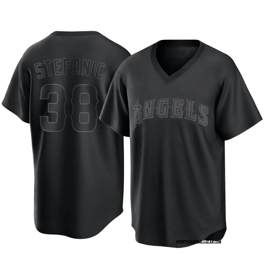 Michael Stefanic Men's Los Angeles Angels Black Replica Pitch Fashion Jersey