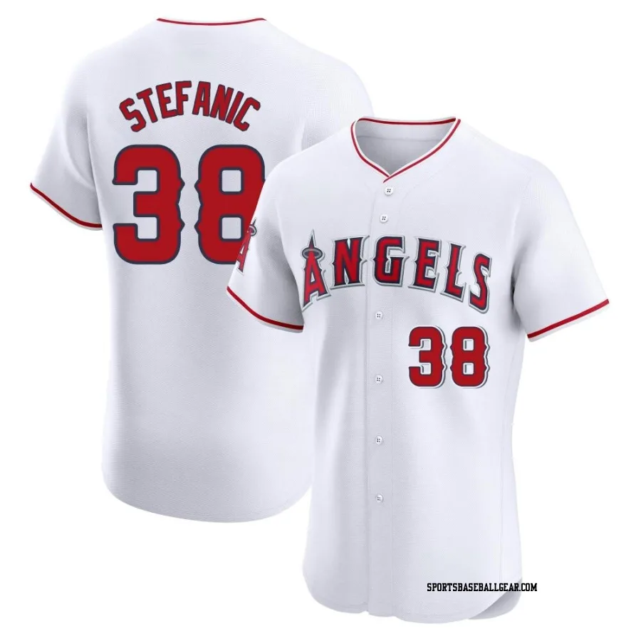 Michael Stefanic Men's Los Angeles Angels White Elite Home Jersey