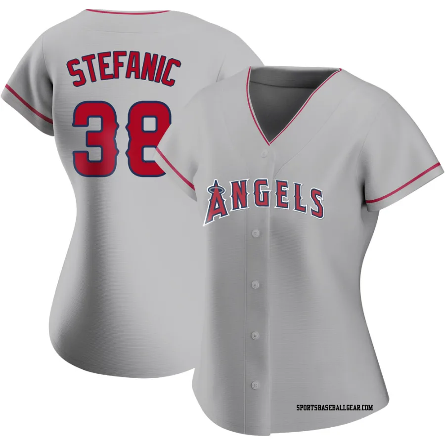 Michael Stefanic Women's Los Angeles Angels Authentic Silver Road Jersey