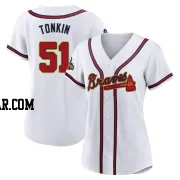 Michael Tonkin Women's Atlanta Braves Gold Replica White 2022 Program Jersey