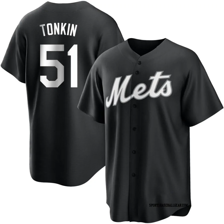 Michael Tonkin Youth New York Mets Black/White Replica Jersey