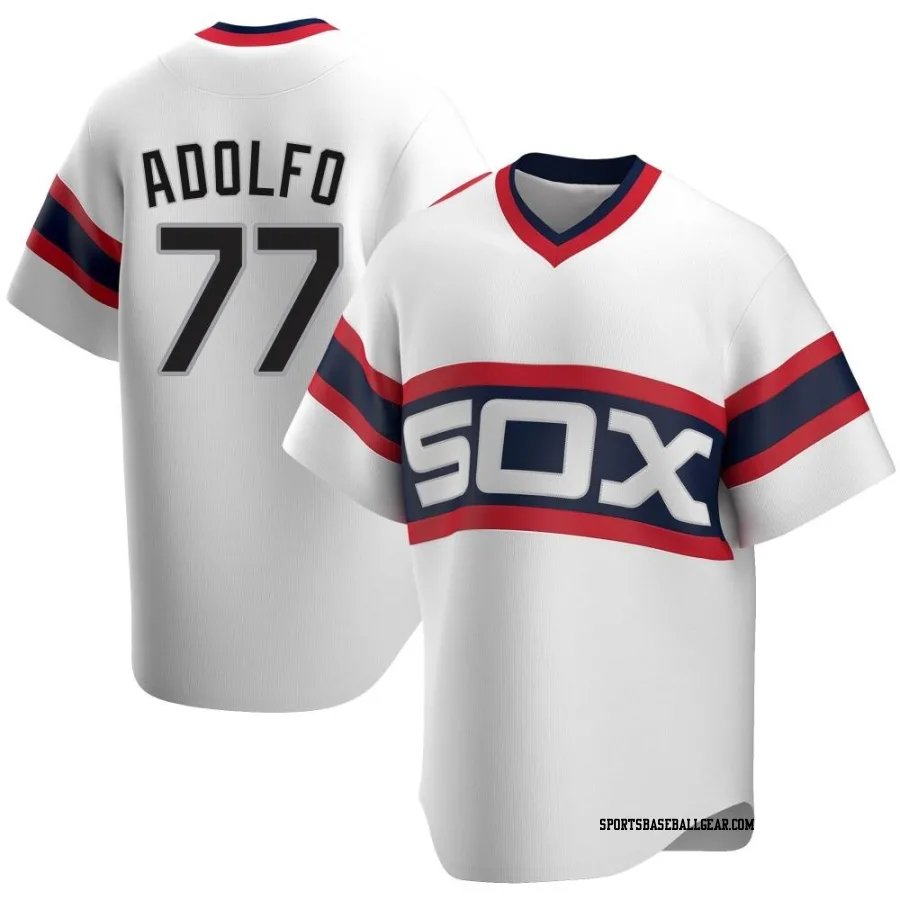 Micker Adolfo Men's Chicago White Sox White Replica Cooperstown Collection Jersey