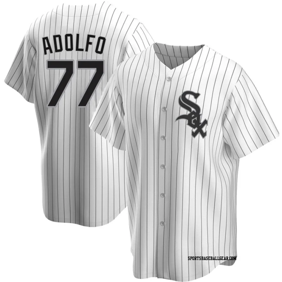 Micker Adolfo Men's Chicago White Sox White Replica Home Jersey