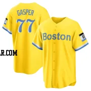 Mickey Gasper Men's Boston Red Sox Gold/Light Replica Blue 2021 City Connect Player Jersey