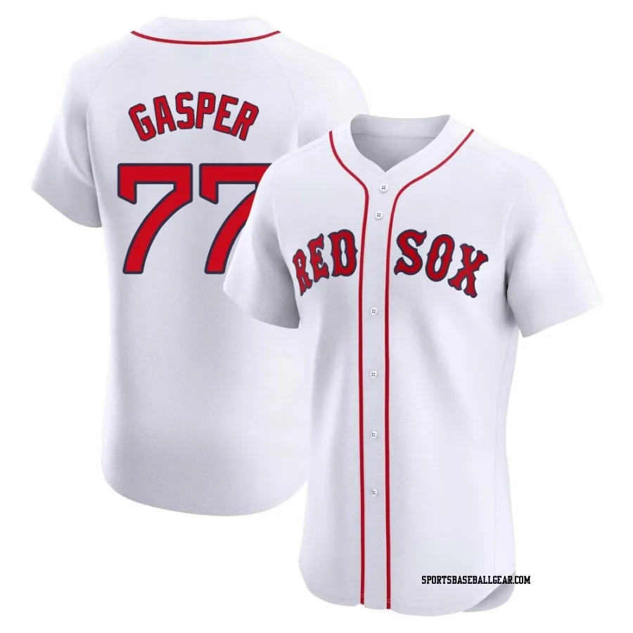 Mickey Gasper Men's Boston Red Sox White Elite Home Patch Jersey