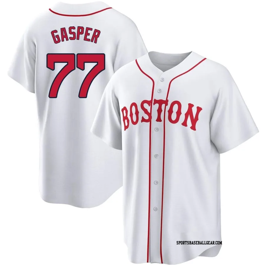 Mickey Gasper Men's Boston Red Sox White Replica 2021 Patriots' Day Jersey