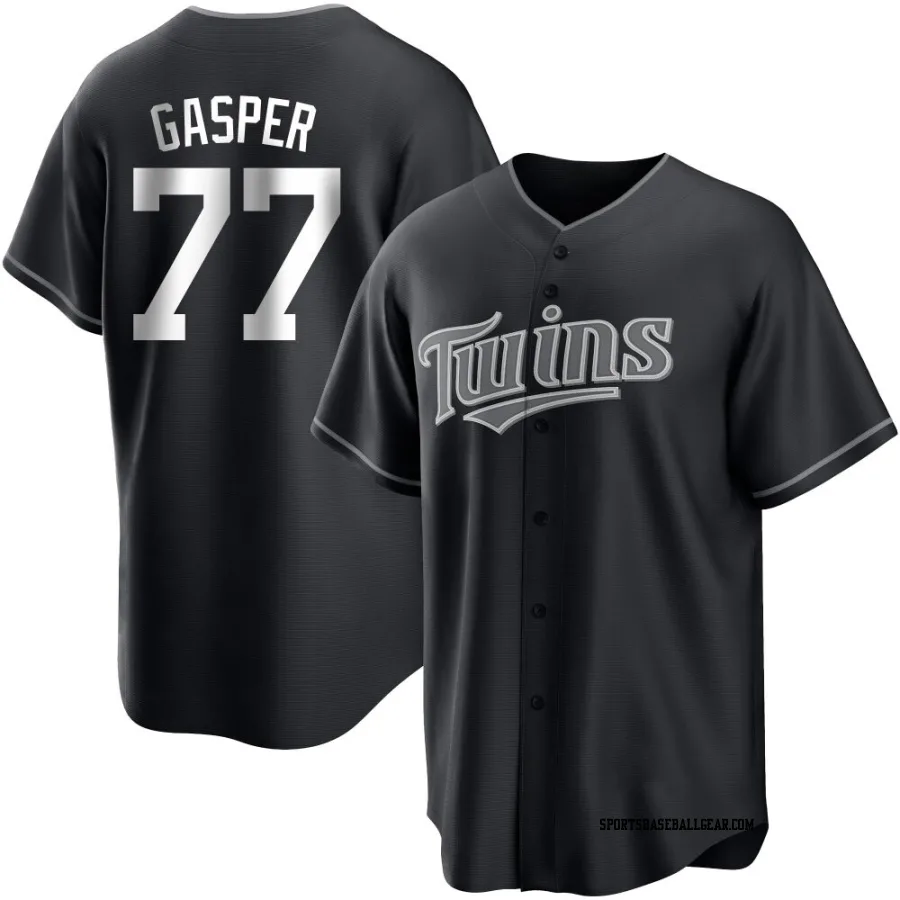 Mickey Gasper Men's Minnesota Twins Black/White Replica Jersey