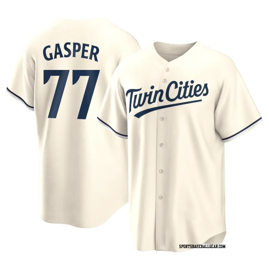 Mickey Gasper Men's Minnesota Twins Cream Replica Alternate Jersey