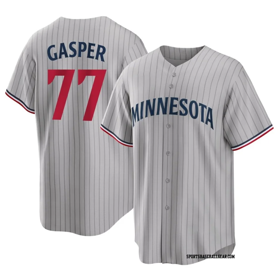 Mickey Gasper Men's Minnesota Twins Gray Replica Road Jersey