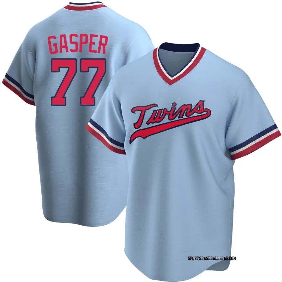 Mickey Gasper Men's Minnesota Twins Light Blue Replica Road Cooperstown Collection Jersey