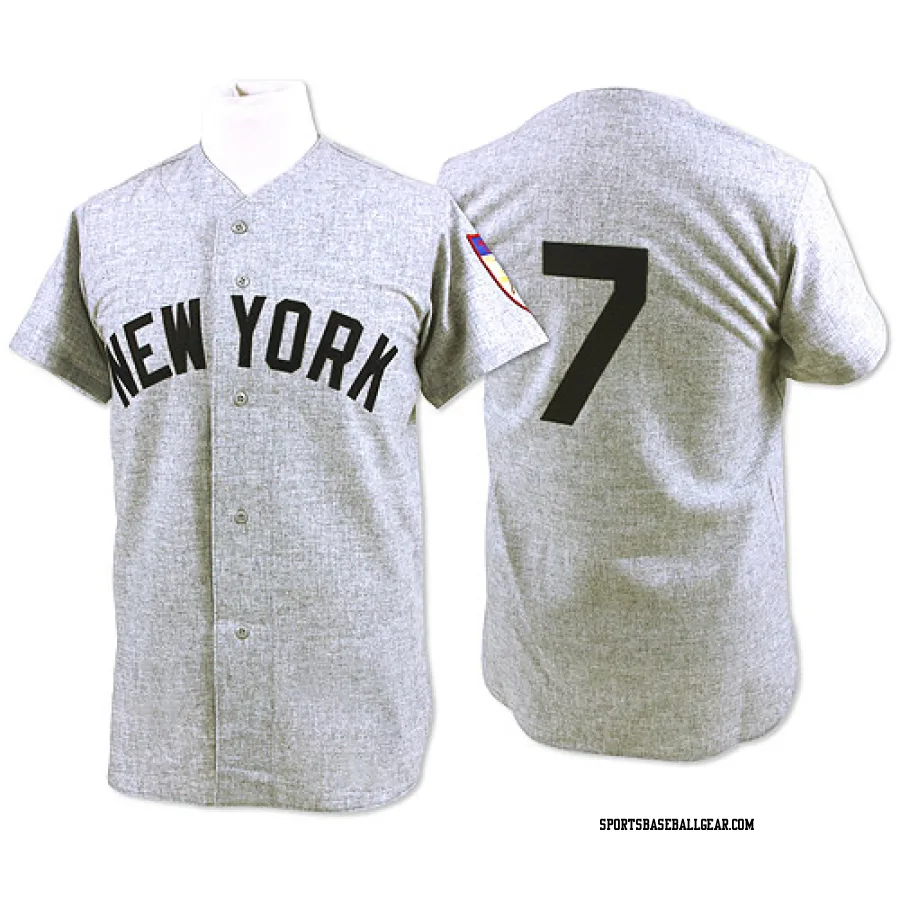 Mickey Mantle Men's New York Yankees Grey Authentic 1951 Throwback Jersey