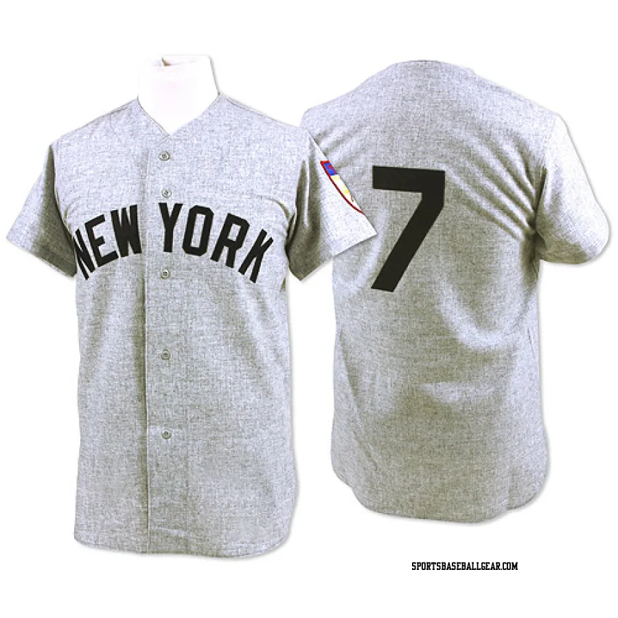 Mickey Mantle Men's New York Yankees Grey Replica 1951 Throwback Jersey