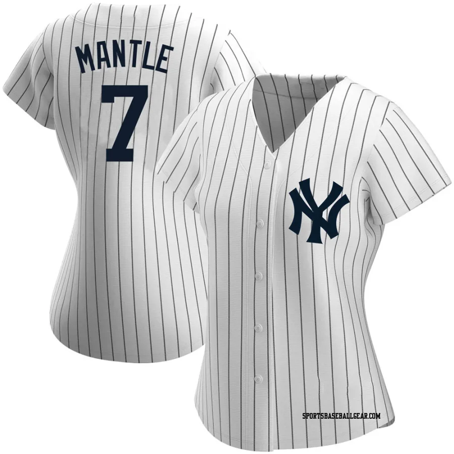 Mickey Mantle Women's New York Yankees White Authentic Home Name Jersey