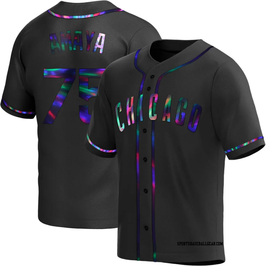 Miguel Amaya Men's Chicago Cubs Black Holographic Replica Alternate Jersey