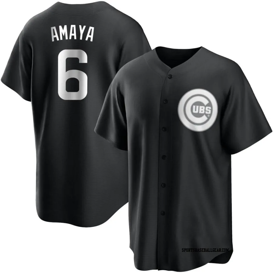 Miguel Amaya Men's Chicago Cubs Black/White Replica Jersey