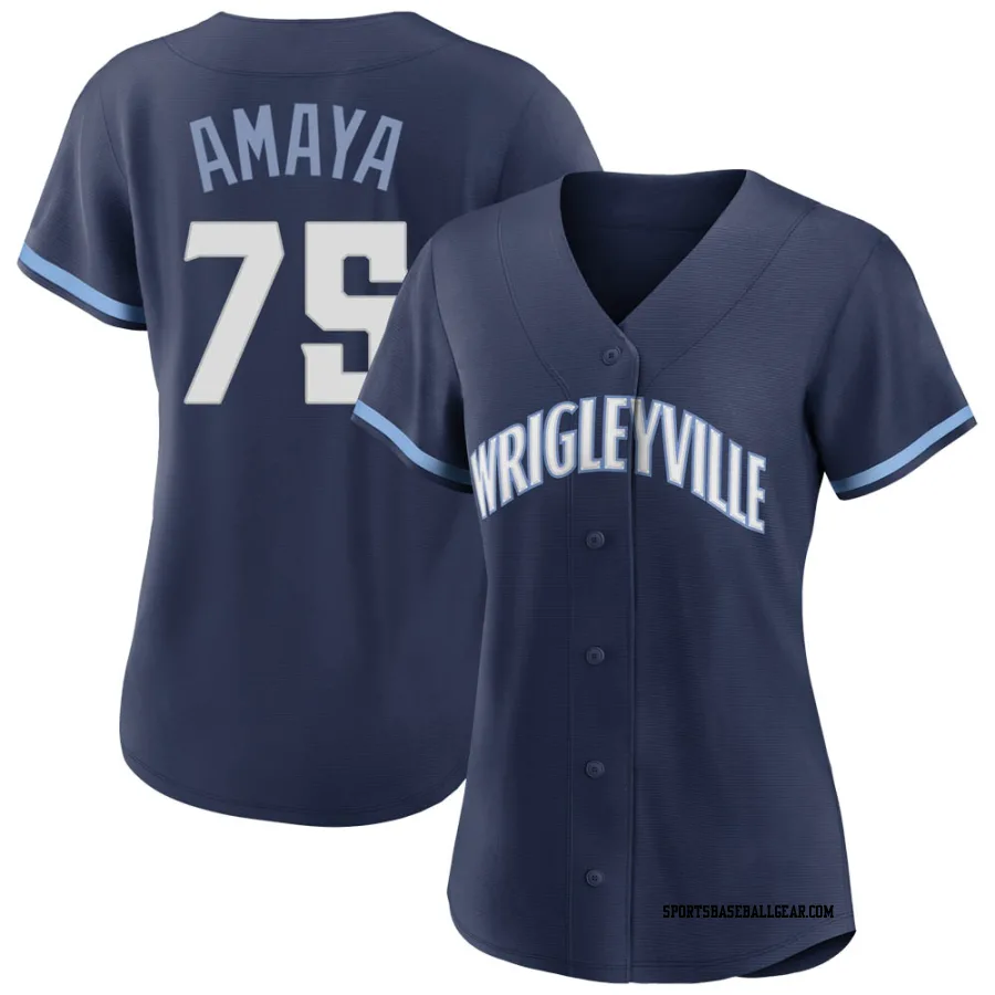 Miguel Amaya Women's Chicago Cubs Navy Replica 2021 City Connect Jersey