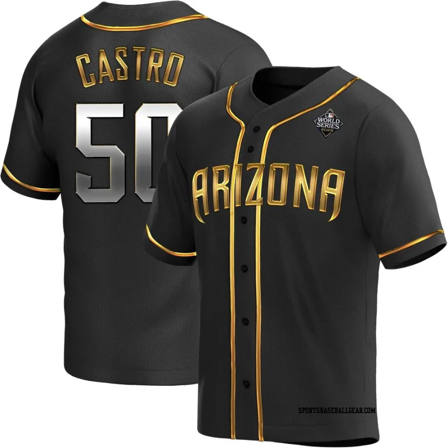 Miguel Castro Men's Arizona Diamondbacks Black Golden Replica Alternate 2023 World Series Jersey