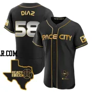 Miguel Diaz Men's Houston Astros Black/Gold Authentic 2023 Space City Ready 2 Reign Flex Base Jersey