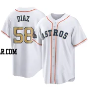 Miguel Diaz Men's Houston Astros Gold Replica White 2023 Collection Jersey