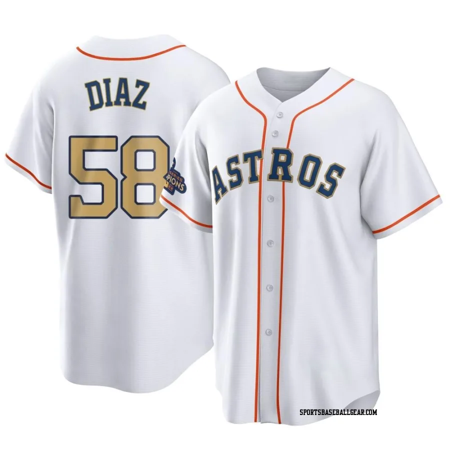 Miguel Diaz Men's Houston Astros Gold Replica White 2023 Collection Jersey