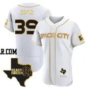 Miguel Diaz Men's Houston Astros White/Gold Authentic 2023 Space City Ready 2 Reign Flex Base Jersey