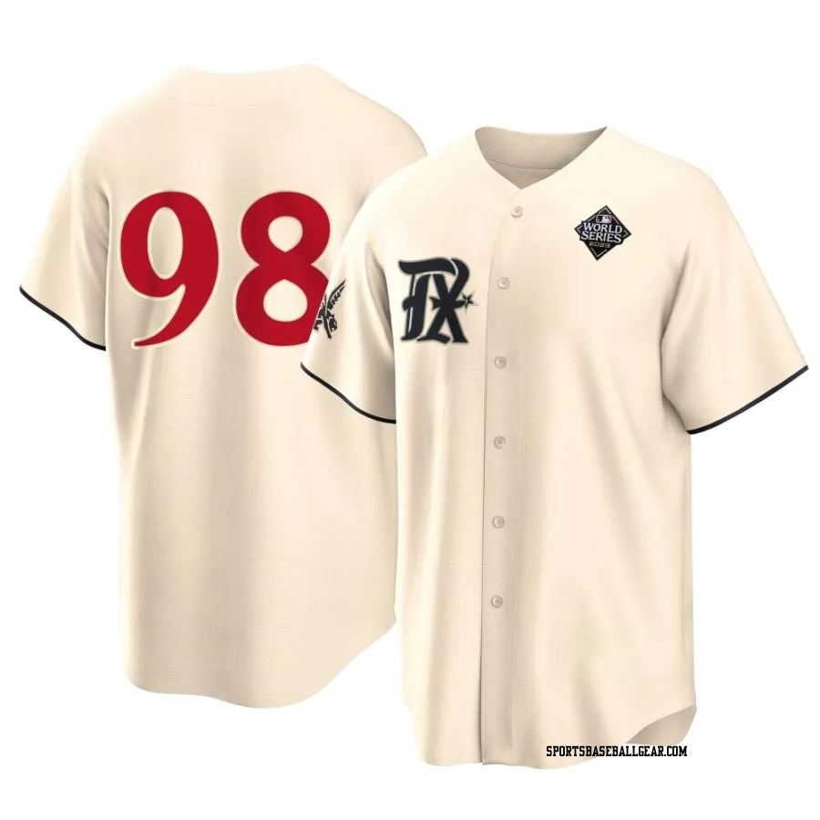 Miguel Ojeda Men's Texas Rangers Cream Replica 2023 City Connect 2023 World Series Jersey