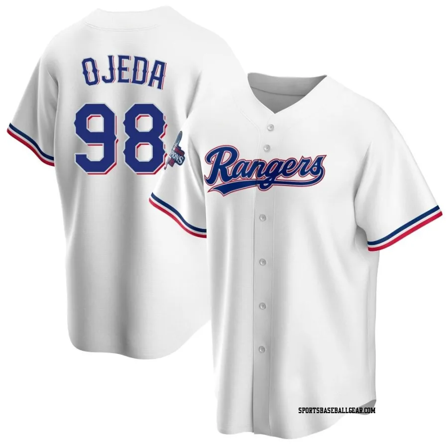 Miguel Ojeda Men's Texas Rangers White Replica Home 2023 World Series Champions Jersey