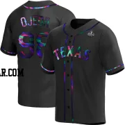 Miguel Ojeda Youth Texas Rangers Black Holographic Replica Alternate 2023 World Series Jersey