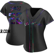 Miguel Sano Women's Los Angeles Angels Black Holographic Replica Alternate Jersey