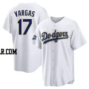 Miguel Vargas Men's Los Angeles Dodgers White/Gold Replica 2021 Gold Program Player Jersey