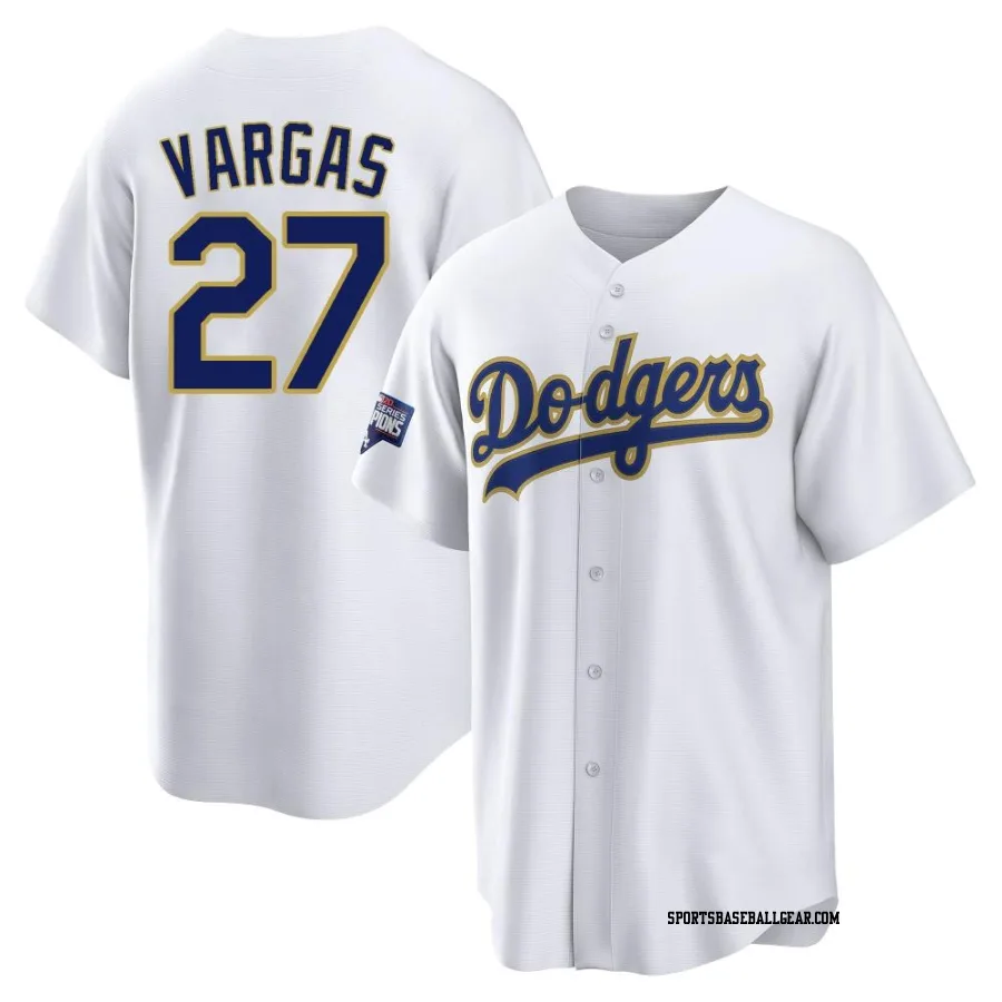 Miguel Vargas Men's Los Angeles Dodgers White/Gold Replica 2021 Gold Program Player Jersey