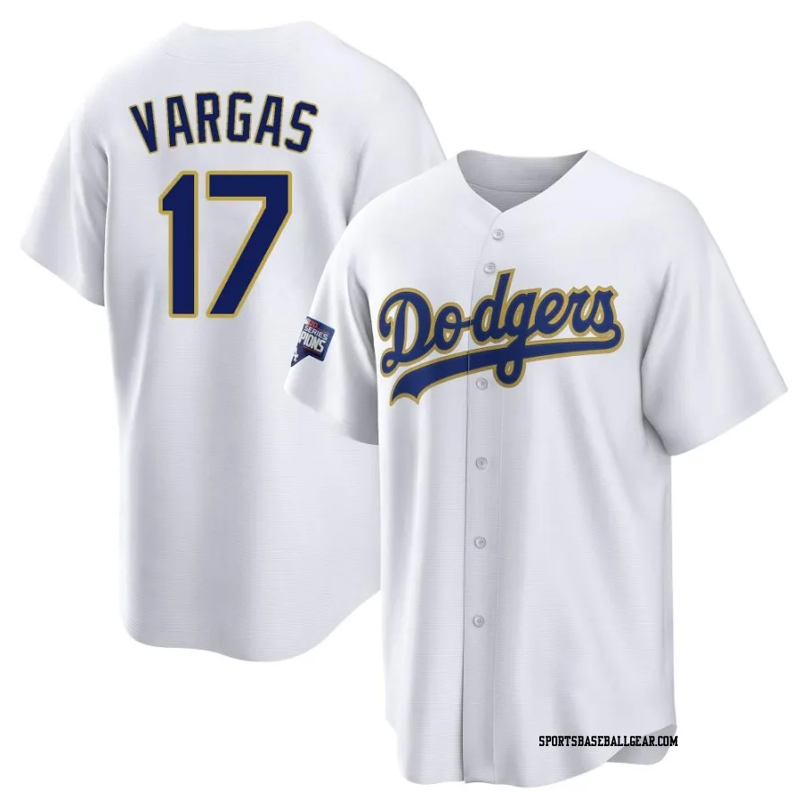 Miguel Vargas Men's Los Angeles Dodgers White/Gold Replica 2021 Gold Program Player Jersey