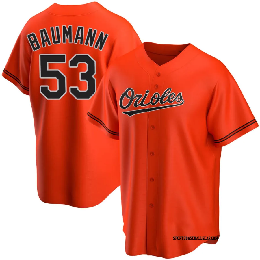 Mike Baumann Men's Baltimore Orioles Orange Replica Alternate Jersey