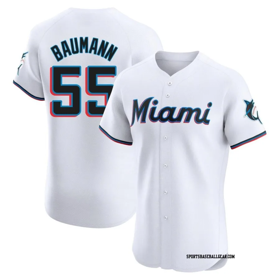 Mike Baumann Men's Miami Marlins White Elite Home Jersey