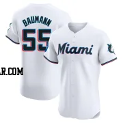 Mike Baumann Men's Miami Marlins White Elite Home Patch Jersey