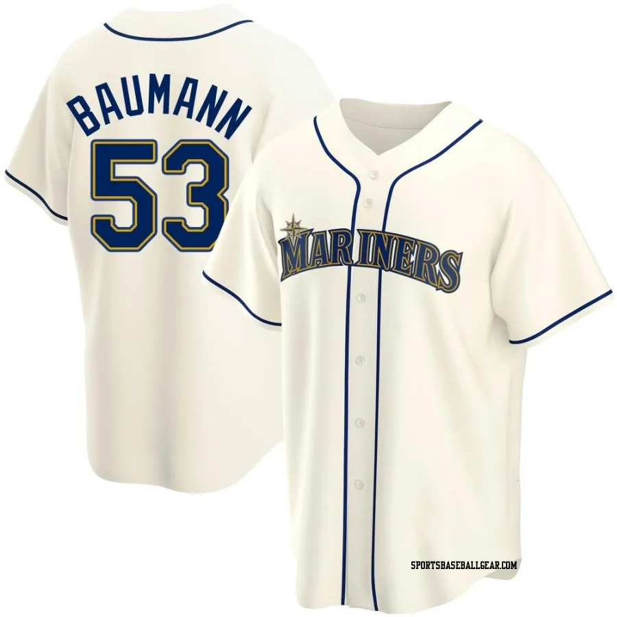 Mike Baumann Men's Seattle Mariners Cream Replica Alternate Jersey