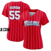 Mike Baumann Women's Miami Marlins Red Replica 2021 City Connect Jersey