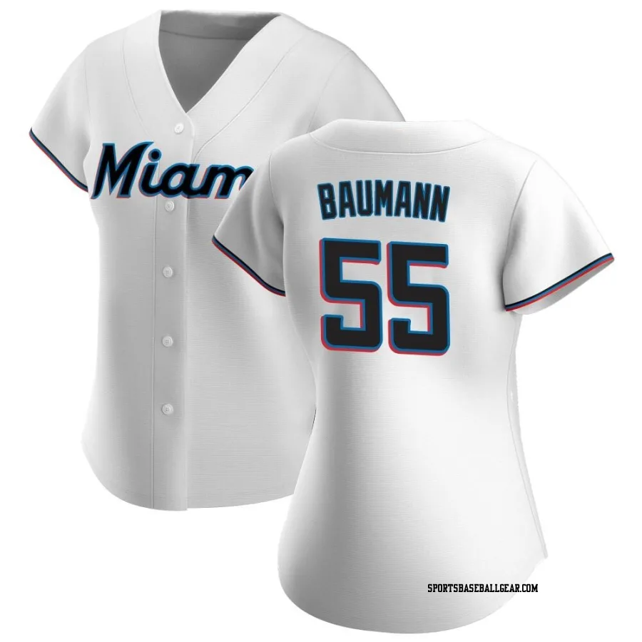 Mike Baumann Women's Miami Marlins White Authentic Home Jersey