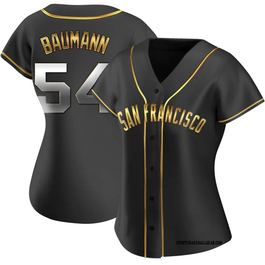 Mike Baumann Women's San Francisco Giants Black Golden Replica Alternate Jersey