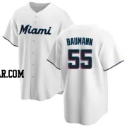 Mike Baumann Youth Miami Marlins White Replica Home Jersey